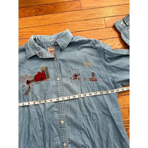 Womens Size M Woolrich Denim Fall Shirt - Picture 6 of 8